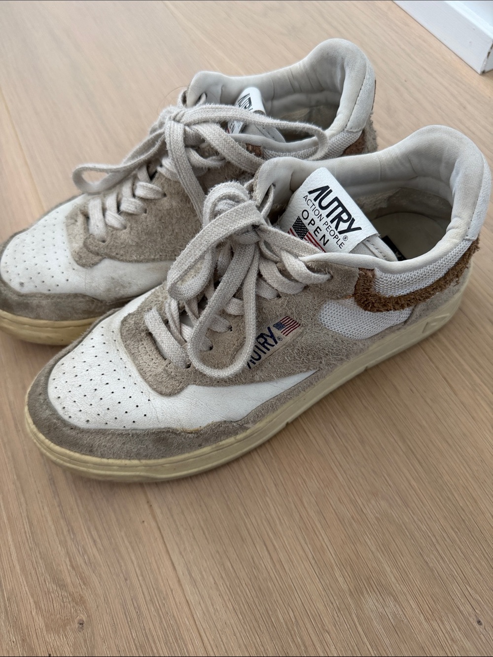 Autry Women's Beige Suede & Leather Sneakers